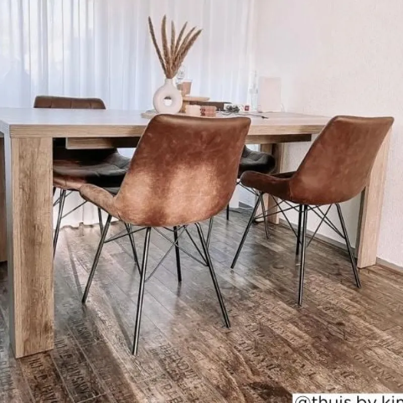 Xenos Eetkamerstoelen-Eetkamerstoel Suedine - cognac - 81x52x57 cm