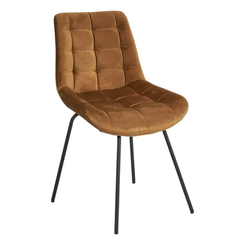 Xenos Eetkamerstoelen-Eetkamerstoel velvet - cognac - 79x50x44 cm