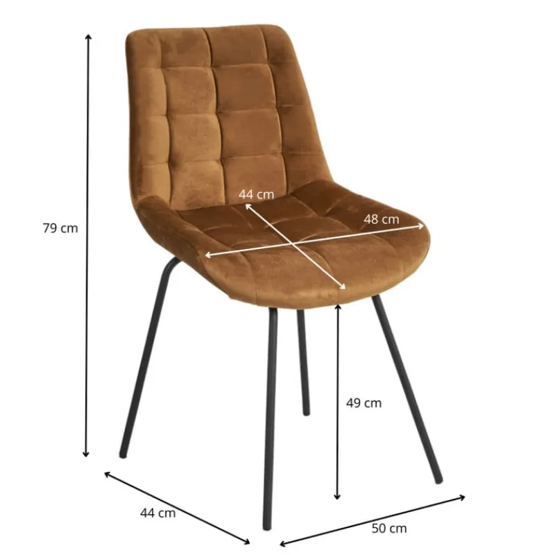 Xenos Eetkamerstoelen-Eetkamerstoel velvet - cognac - 79x50x44 cm