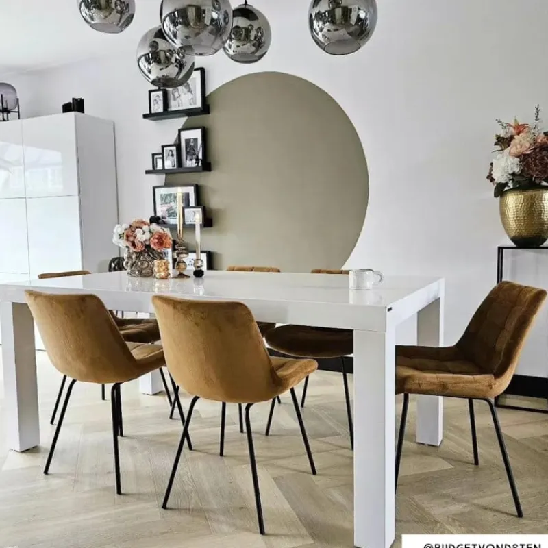 Xenos Eetkamerstoelen-Eetkamerstoel velvet - cognac - 79x50x44 cm