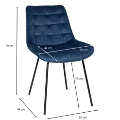 Xenos Eetkamerstoelen-Eetkamerstoel velvet - donkerblauw - 79x50x44 cm