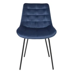 Xenos Eetkamerstoelen-Eetkamerstoel velvet - donkerblauw - 79x50x44 cm