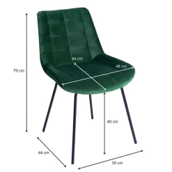 Xenos Eetkamerstoelen-Eetkamerstoel velvet - donkergroen - 79x50x44 cm