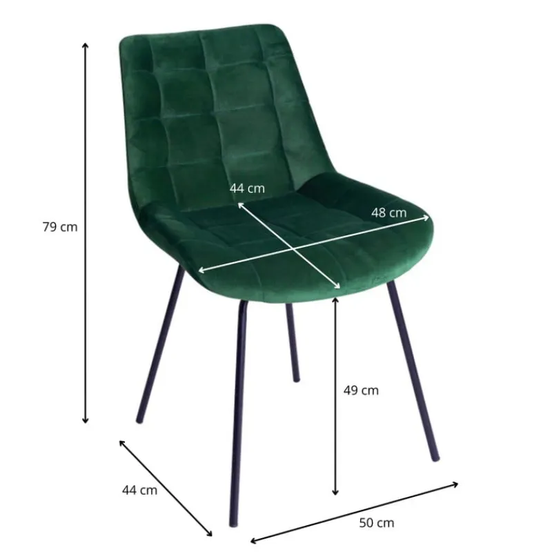 Xenos Eetkamerstoelen-Eetkamerstoel velvet - donkergroen - 79x50x44 cm
