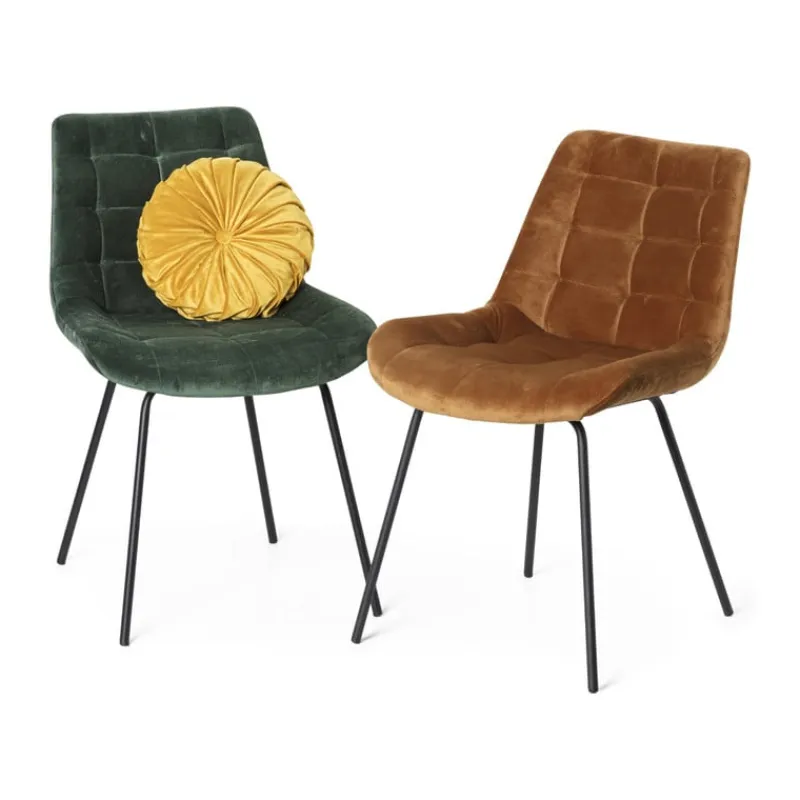 Xenos Eetkamerstoelen-Eetkamerstoel velvet - donkergroen - 79x50x44 cm
