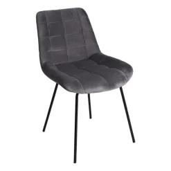 Xenos Eetkamerstoelen-Eetkamerstoel velvet - grijs - 79x50x44 cm