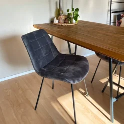 Xenos Eetkamerstoelen-Eetkamerstoel velvet - grijs - 79x50x44 cm