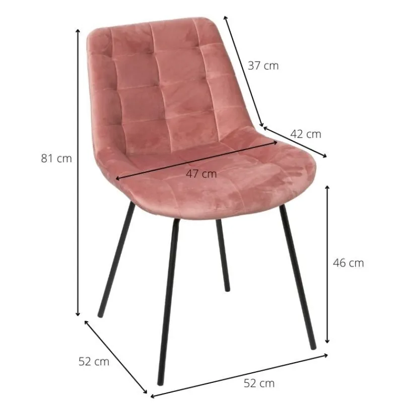Xenos Eetkamerstoelen-Eetkamerstoel velvet - oudroze - 52x52x81 cm