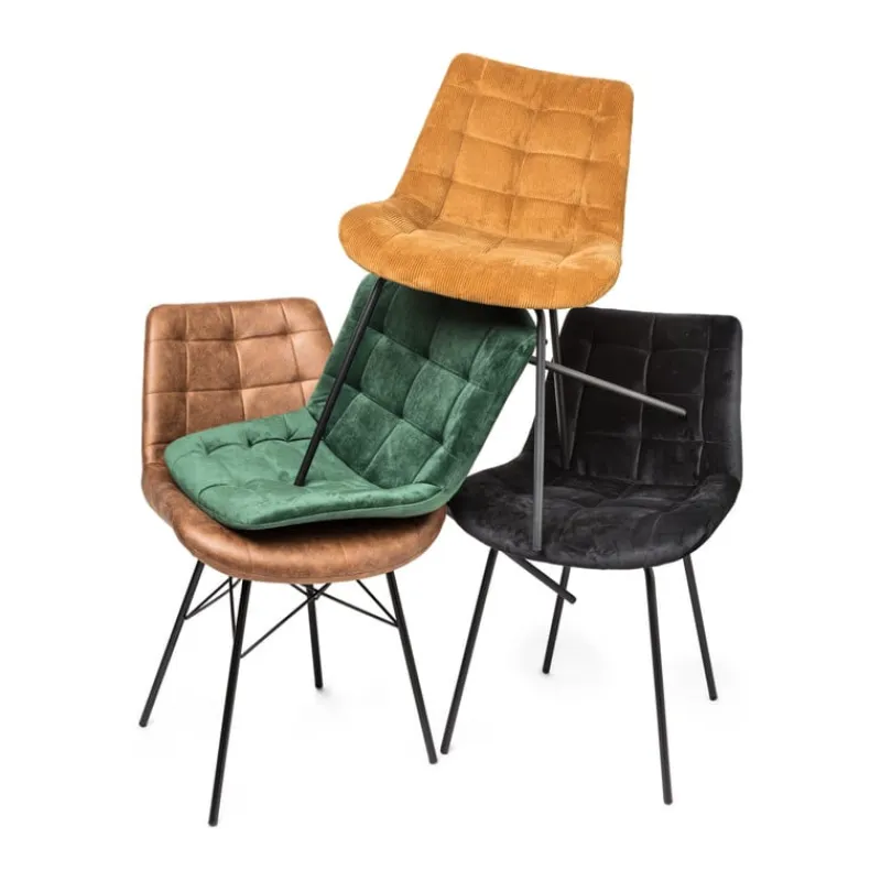 Xenos Eetkamerstoelen-Eetkamerstoel velvet - oudroze - 52x52x81 cm
