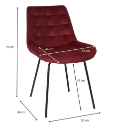 Xenos Eetkamerstoelen-Eetkamerstoel velvet - rood - 79x50x44 cm