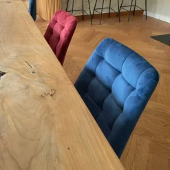 Xenos Eetkamerstoelen-Eetkamerstoel velvet - rood - 79x50x44 cm