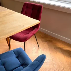 Xenos Eetkamerstoelen-Eetkamerstoel velvet - rood - 79x50x44 cm