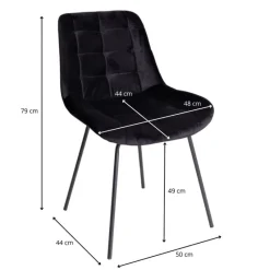 Xenos Eetkamerstoelen-Eetkamerstoel velvet - zwart - 79x50x44 cm