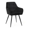 Xenos Eetkamerstoelen-Eetkamerstoel velvet met armleuning - zwart - 87x56.5x43 cm