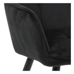 Xenos Eetkamerstoelen-Eetkamerstoel velvet met armleuning - zwart - 87x56.5x43 cm