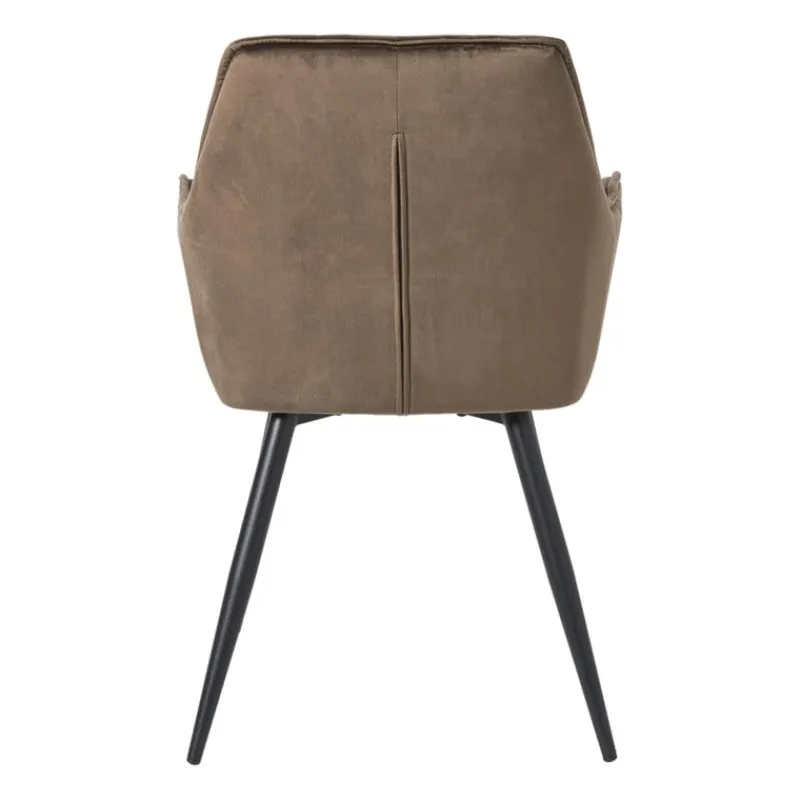 Xenos Eetkamerstoelen-Eetkamerstoel velvet met armleuning - bruin - 87x56.5x43 cm