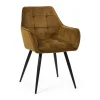 Xenos Eetkamerstoelen-Eetkamerstoel velvet met armleuning - oker - 87x56.5x43 cm