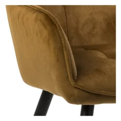 Xenos Eetkamerstoelen-Eetkamerstoel velvet met armleuning - oker - 87x56.5x43 cm