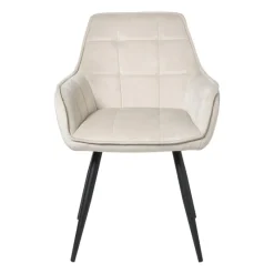 Xenos Eetkamerstoelen-Eetkamerstoel velvet met armleuning - beige - 87x56.5x43 cm