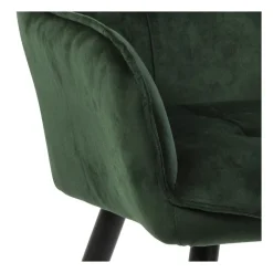 Xenos Eetkamerstoelen-Eetkamerstoel velvet met armleuning - groen - 87x56.5x43 cm