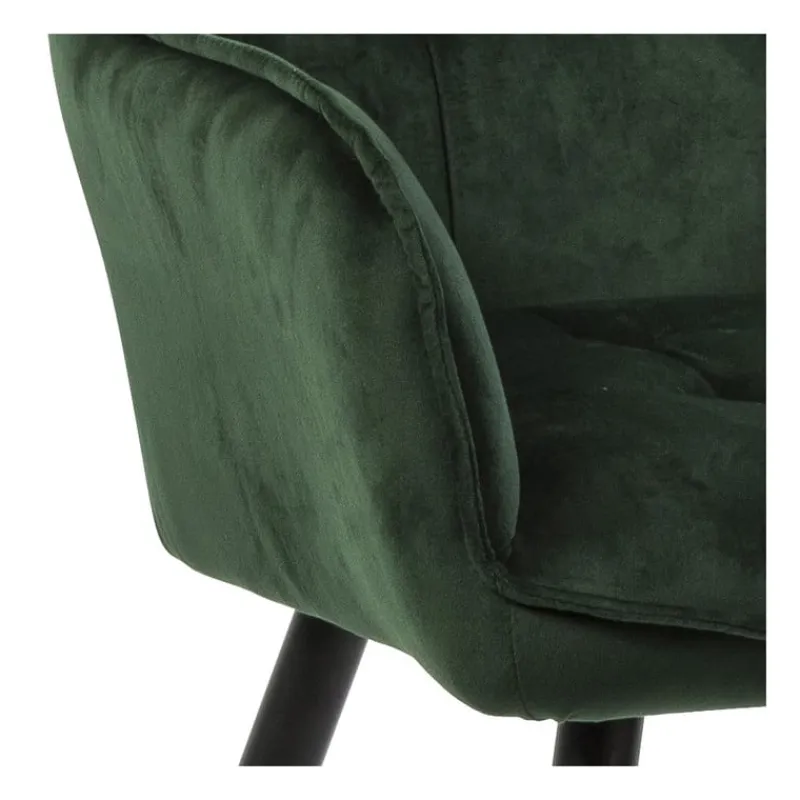 Xenos Eetkamerstoelen-Eetkamerstoel velvet met armleuning - groen - 87x56.5x43 cm