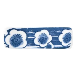 Xenos Eetstokjes|Sushi Servies-Eetstokjeshouder Mico bloemen - blauw/wit - 1.5x6x1.2 cm