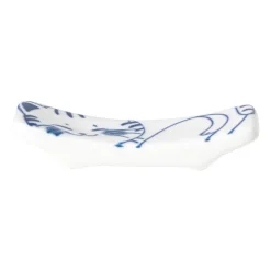 Xenos Sushi Servies|Eetstokjes-Eetstokjeshouder Mico kat - blauw/wit - 1.5x6x1.2 cm