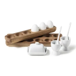 Xenos Eierdopjes|Kerstcadeaus-Eierdopje hout - voor 6 eieren