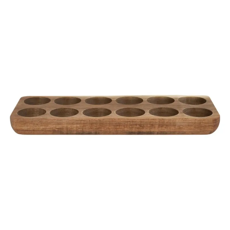 Xenos Eierdopjes|Kerstcadeaus-Eiertray hout - voor 12 eieren