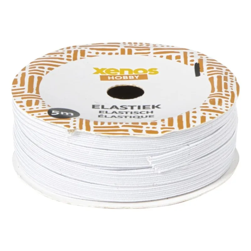 Xenos Knutselspullen-Elastiek - wit - 5 meter