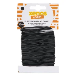 Xenos Knutselspullen-Elastisch draad - zwart - 20 meter