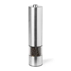 Xenos Keukengerei-Elektrische peper/zout molen - zilverkleurig - ø5.3x22.5 cm