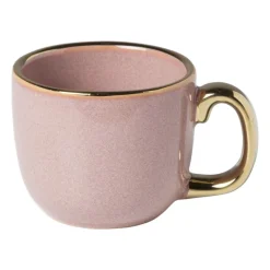 Xenos Mokken|Kerstcadeaus-Espressomokje met gouden rand - roze - 80 ml