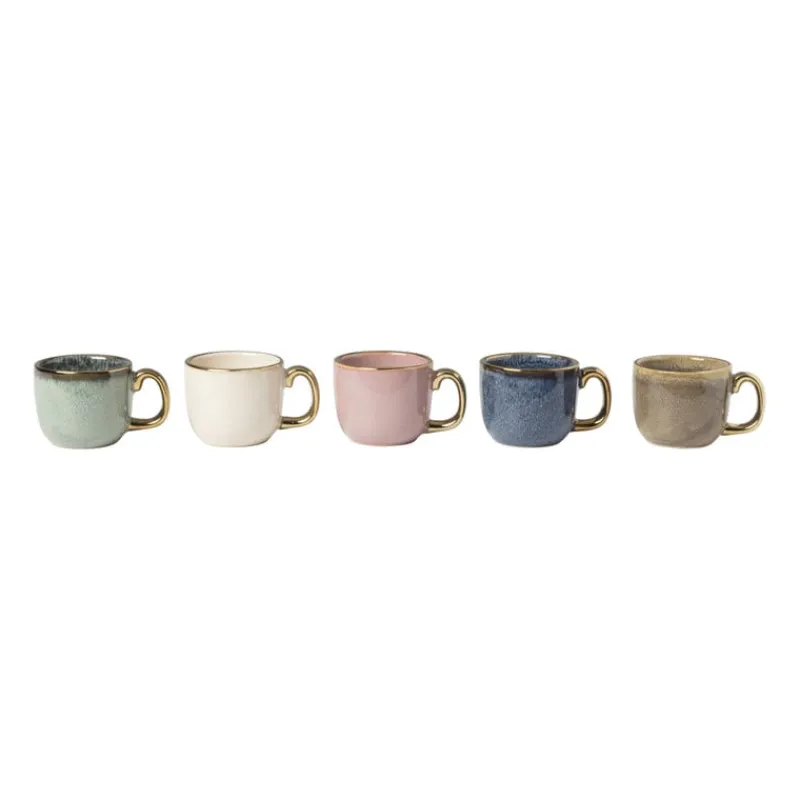 Xenos Mokken|Kerstcadeaus-Espressomokje met gouden rand - roze - 80 ml