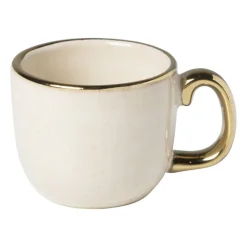 Xenos Mokken|Kerstcadeaus-Espressomokje met gouden rand - beige - 80 ml