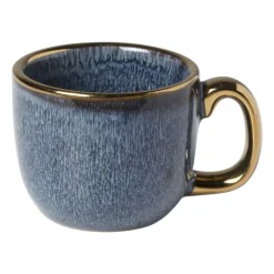Xenos Mokken|Kerstcadeaus-Espressomokje met gouden rand - blauw - 80 ml