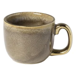 Xenos Mokken|Kerstcadeaus-Espressomokje met gouden rand - bruin - 80 ml