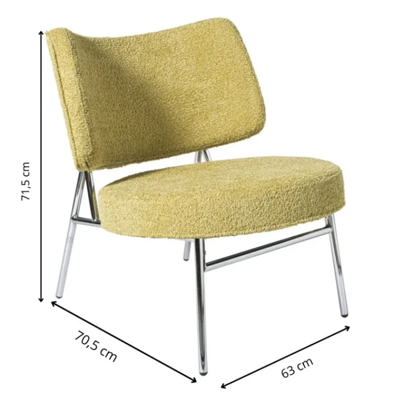 Xenos Fauteuils-Fauteuil Amber - geel/zilverkleurig - 71.5x63x70.5 cm