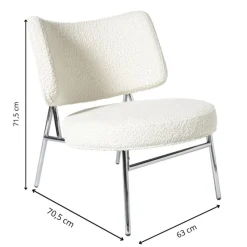 Xenos Fauteuils-Fauteuil Amber - wit/zilverkleurig - 71.5x63x70.5 cm