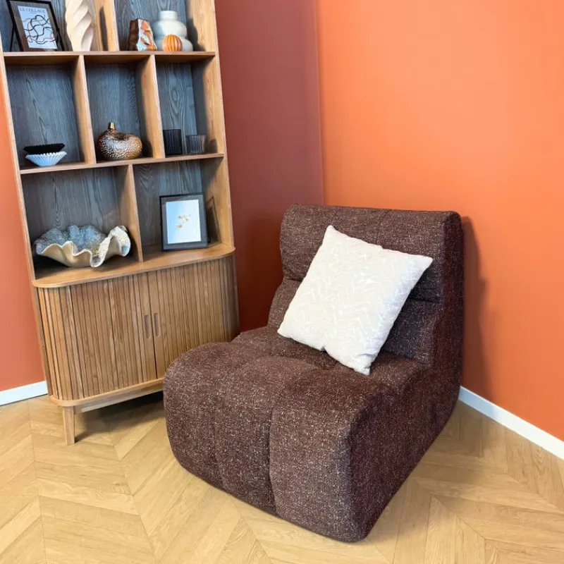 Xenos Fauteuils-Fauteuil chenille - donkerbruin - 87x72x66 cm