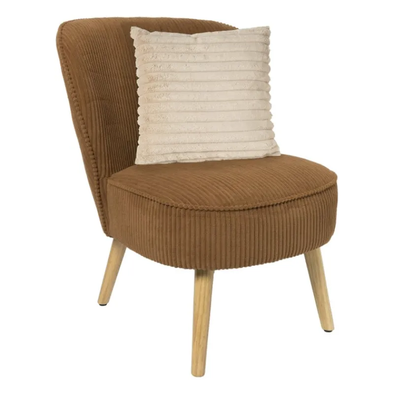 Xenos Fauteuils-Fauteuil Didi corduroy - bruin - 77x60x69 cm