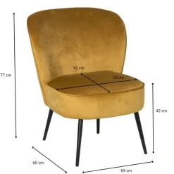 Xenos Fauteuils-Fauteuil Frida - geel - 77x69x60 cm