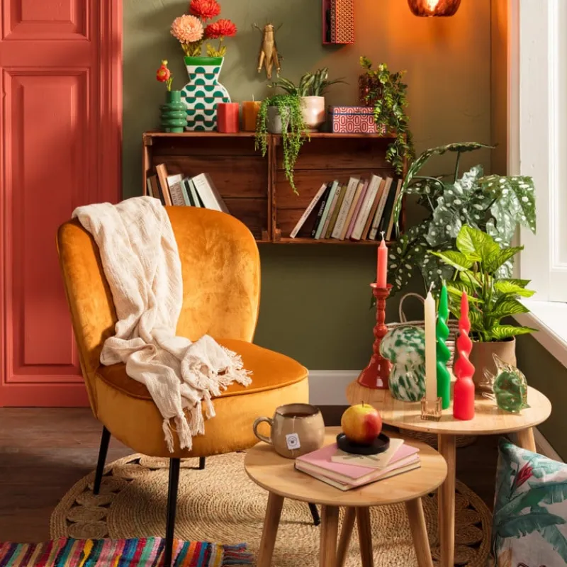 Xenos Fauteuils-Fauteuil Frida - geel - 77x69x60 cm