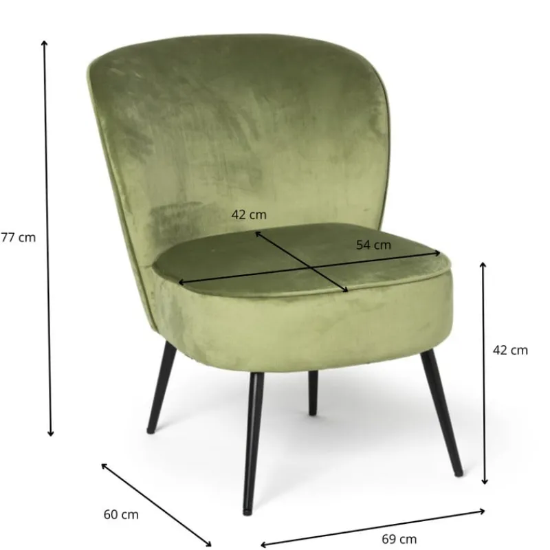Xenos Fauteuils-Fauteuil Frida - groen - 77x69x60 cm