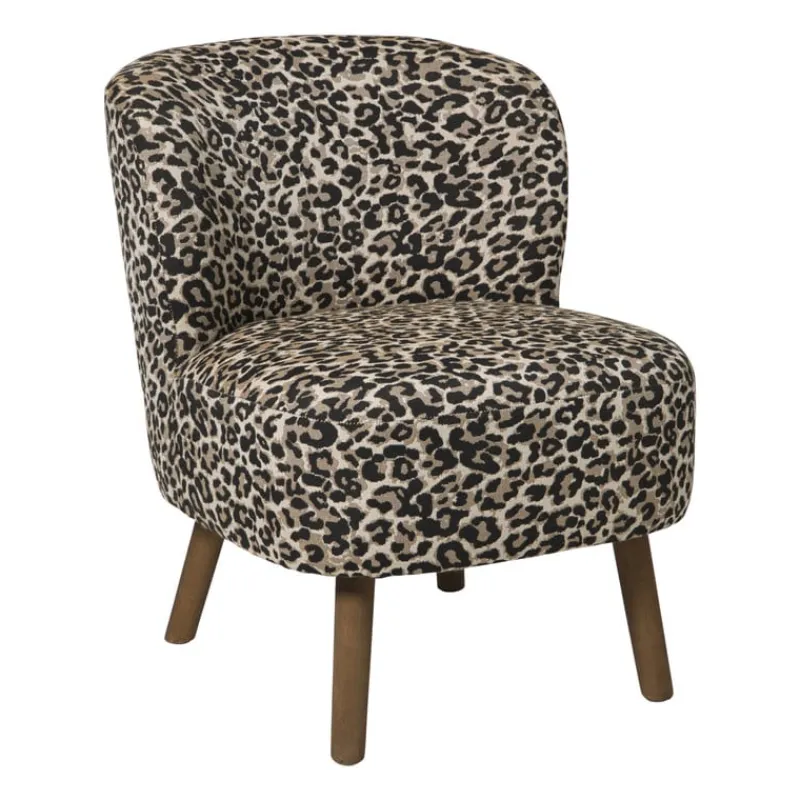 Xenos Fauteuils-Fauteuil luipaard - bruin - 69x66x56 cm