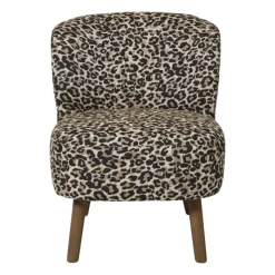 Xenos Fauteuils-Fauteuil luipaard - bruin - 69x66x56 cm