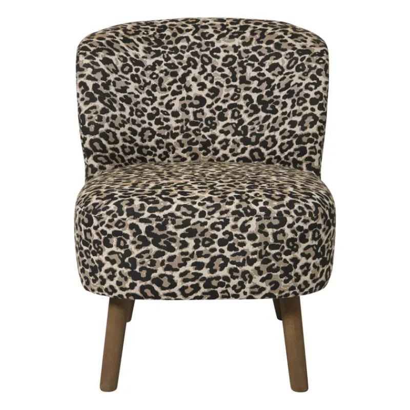 Xenos Fauteuils-Fauteuil luipaard - bruin - 69x66x56 cm