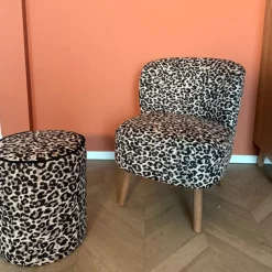 Xenos Fauteuils-Fauteuil luipaard - bruin - 69x66x56 cm