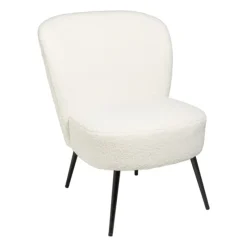 Xenos Fauteuils-Fauteuil teddy - wit - 77x69x60 cm