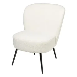 Xenos Fauteuils-Fauteuil teddy - wit - 77x69x60 cm